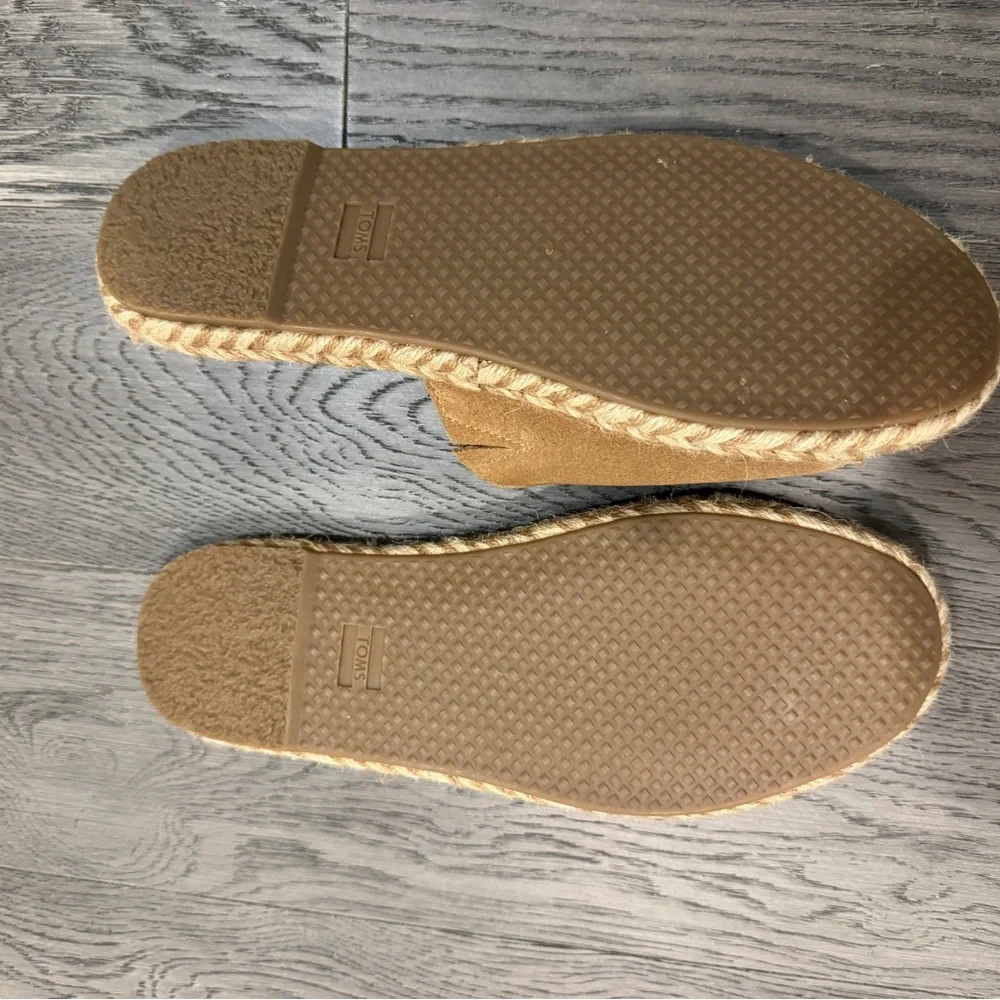 TOMS Brown Suede Espadrille Slides - Picture 2 of 2